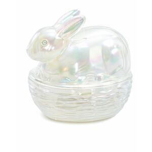 Mosser Glass Milk Glass Carnival Bunny on Basket